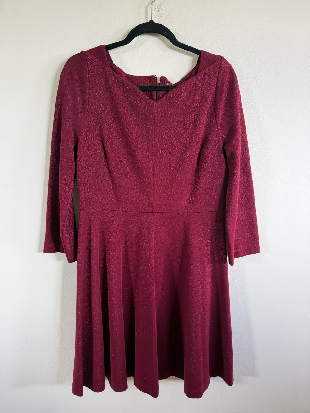 kate spade Burgundy Long-Sleeve Fit & Flare Dress size 14